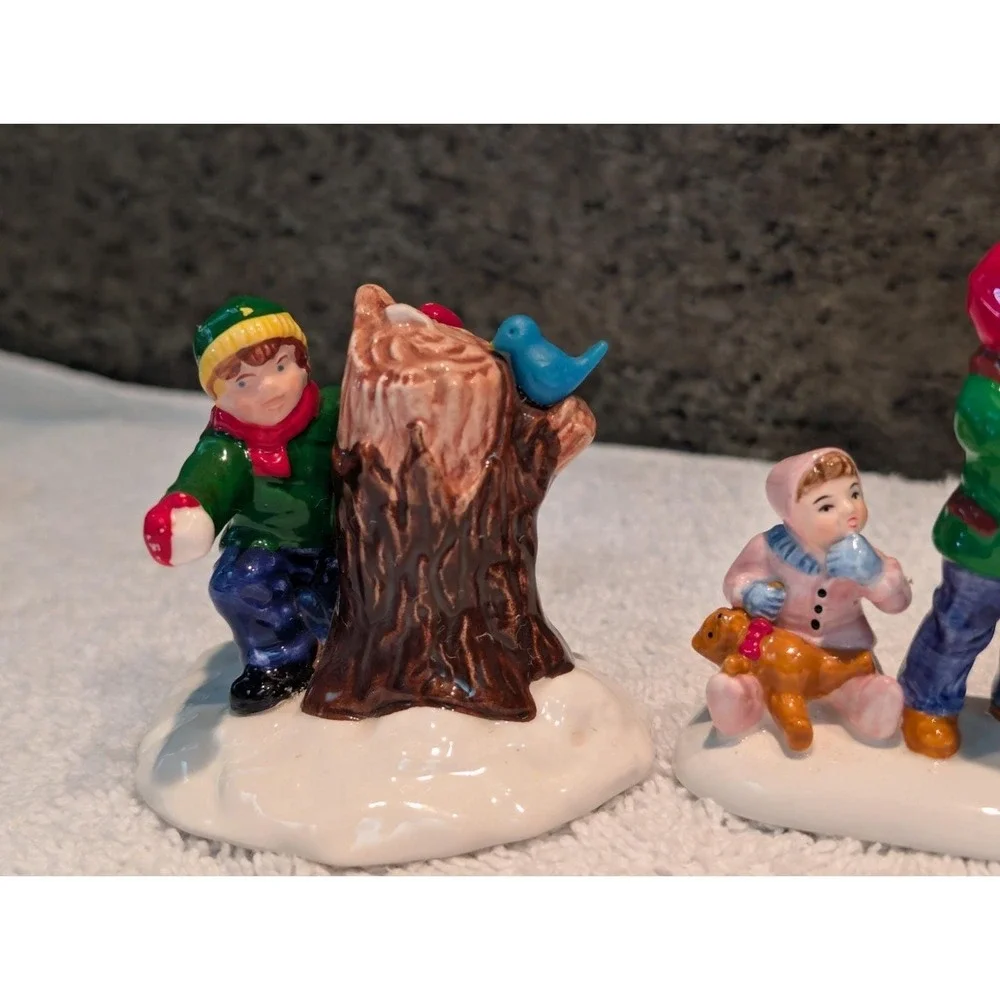 DEPT 56 Snow Village Accessory Children Kids Puppy Dog Harley Davidson Tire Lot
